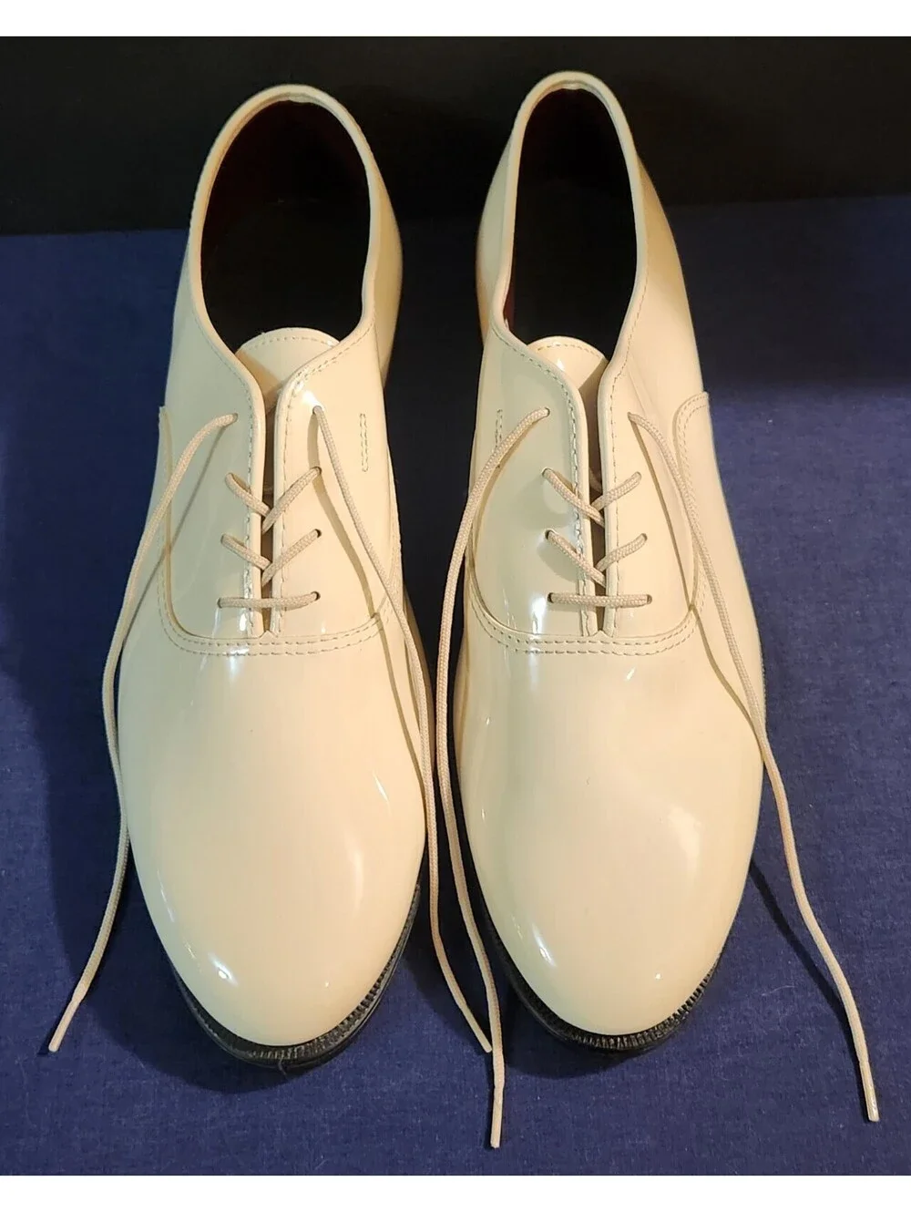 Vintage Gateway Formal Footwear Men's Size 11 White Patent Derby Shoes USA Made